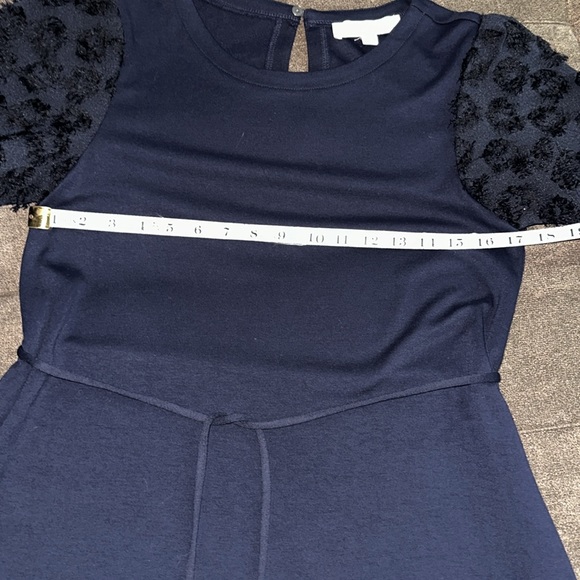 Loft Navy Shaggy Fringe Short Sleeve Knit Dress Size XS - Picture 5 of 8